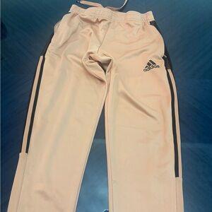 Adidas Beige Joggers with Black Stripes